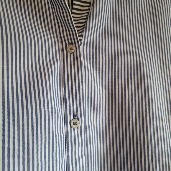 Free People Striped Button down shirt 2 toned blue white size L Coastal - Picture 4 of 12